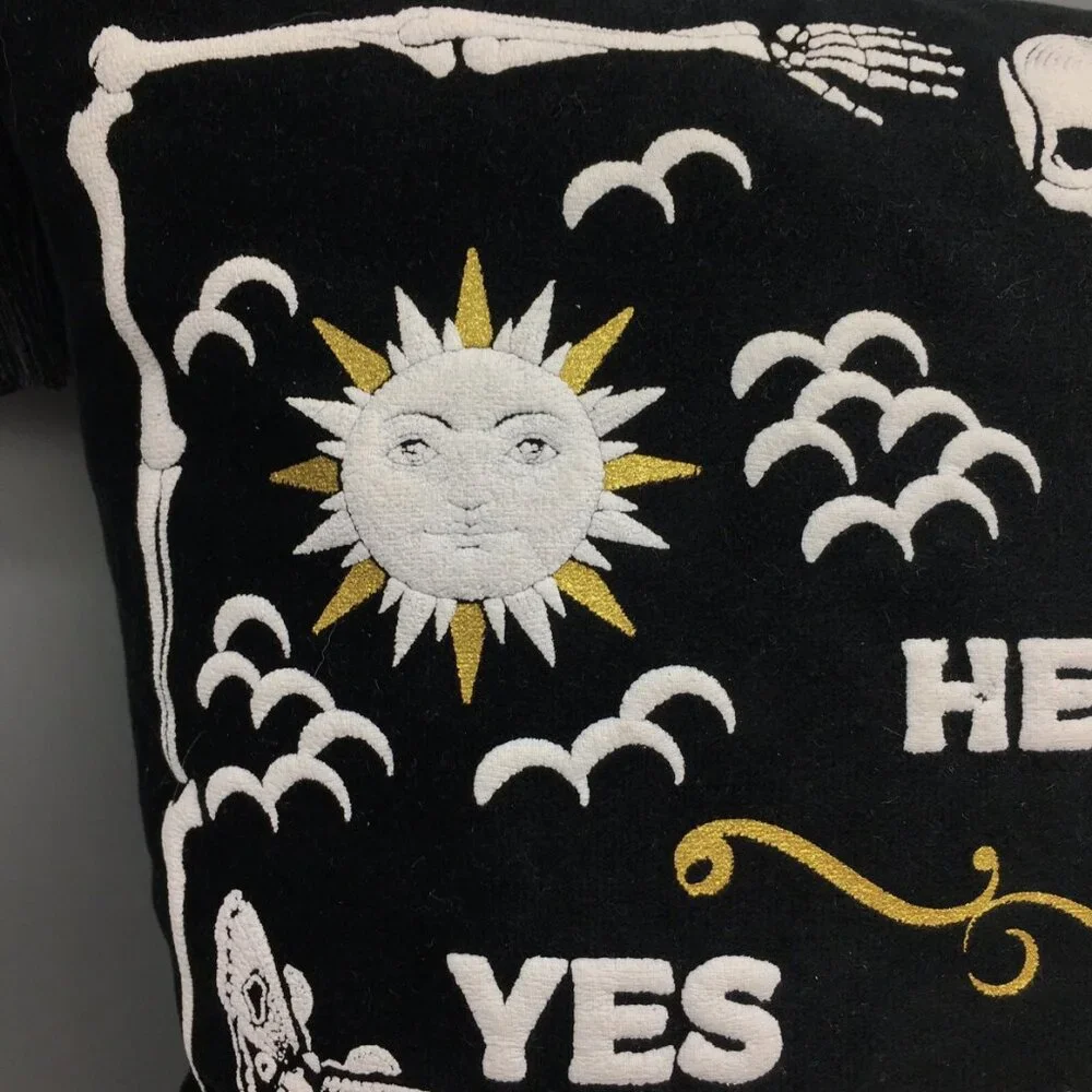 Thro Halloween Ouija Board Palmistry Fortune Teller Feather Pillow Decor Tassels